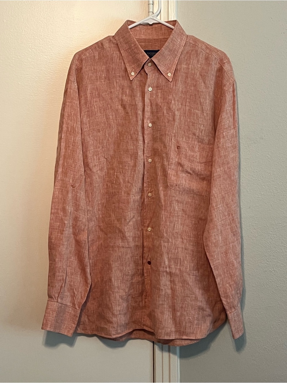 Carrel 100% Linen Made in Italy Tailored LS Button Down Dress Shirt 44/17.5